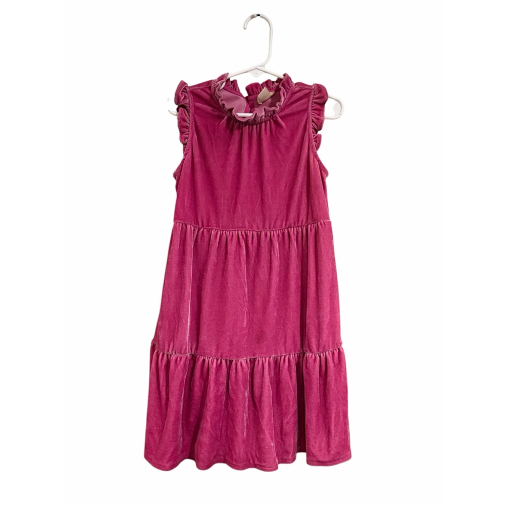 Crewcuts Velvet Dress Pink Ruffle Tiered Party Holiday Girls Size 4